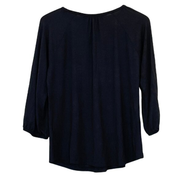 NWOT Market & Spruce Soft Knit Split Neck Top in Black Sz. M - Picture 2 of 3